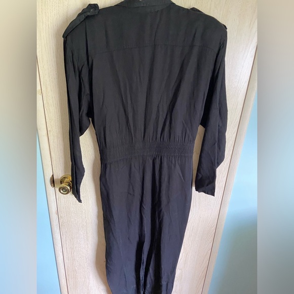 Vintage 1980’s Foxy Lady black cotton twill cinched waist pencil skirt Dress - Picture 7 of 15